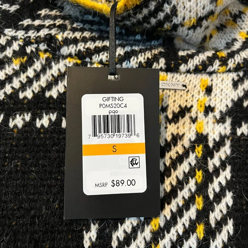 DKNY Sweater Plaid Yellow Black Sz Small NWT - Picture 6 of 8